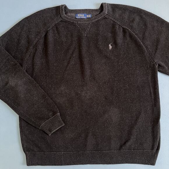 Polo Ralph Lauren Cotton Crewneck Black Heather Pullover Sweater - Picture 1 of 5